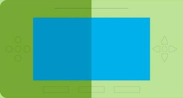 Green and blue handheld retro game. vector