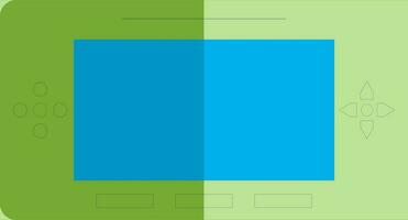 Green and blue handheld retro game. vector