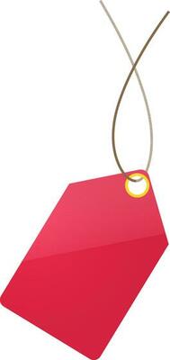 Pink hanging price tag or label.