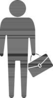 Icon of businessman with briefcase in black. vector