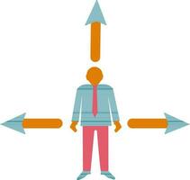 Illustration of employee icon with three direction of arrow. vector