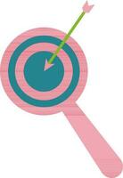 Illustration of target game icon with arrow on magnify glass. vector