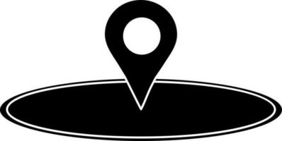 Black style of map pin icon with circular path. vector