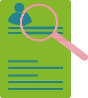 Resume icon with magnify glass in color. vector