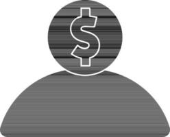 Illustration of dollar icon on employee face. vector