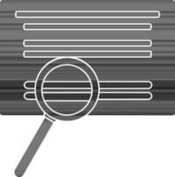 Black style of document seen with magnify glass. vector