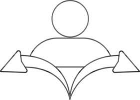 Illustration of employee icon with arrow sign in stroke style. vector