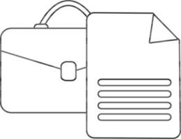 Icon of briefcase with document for searching job. vector