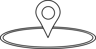 Illustration of map pin icon with circular path. vector