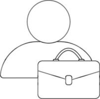 Employee with briefcase in stroke style for job search. vector