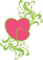 Clásico floral diseño con rosado corazón. vector