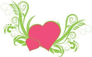 Vintage floral design with pink heart. vector