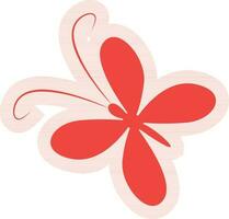 Flat style butterfly in red color. vector