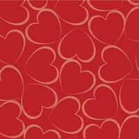 Abstract 3d hearts decorated shiny red background. vector