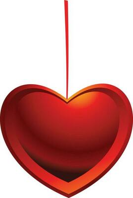 Beautiful glossy red hanging heart.