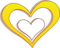 Yellow and white heart made by paper cut. vector