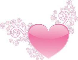 Floral pattern decorated pink glossy heart. vector