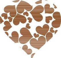 Brown hearts decorated white background. vector