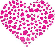 Pink hearts decorated white background. vector