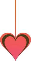 Shiny pink hanging heart. vector