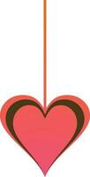 Shiny pink hanging heart. vector