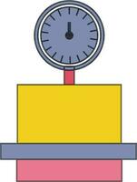caja con peso escala reloj. vector