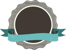 Brown round frame decorated blue ribbon. vector