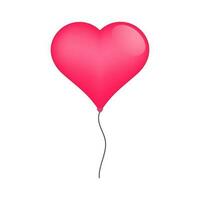 Pink heart shape balloon wth grey thread. vector