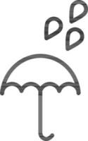 Rain dropping on umbrella in black line art. vector