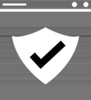Browser window with security check icon. vector