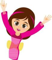 Cartoon bride raising her hands up. vector