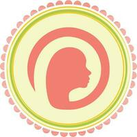 Sticker, tag or label design with woman face. vector