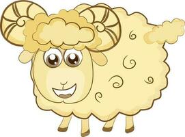 Cartoon face of sheep in aries of zodiac signs. vector