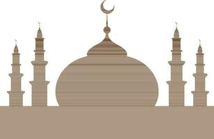 Flat illustration of a brown mosque. vector