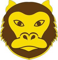 Monkey face icon in chinese zodiac sign with color and stroke. vector