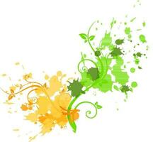 Floral element with color splash. vector