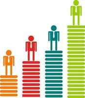 Businessmen standing on growth bars. vector