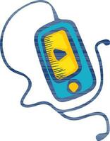 Illustration of mp3 player with earphones. vector
