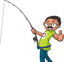 Character of a man with fishing rod. vector