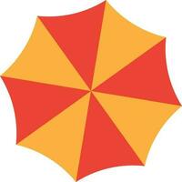Flat illustration of a yellow and orange umbrella. vector