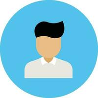 Icon of school boy with faceless on circular background. vector