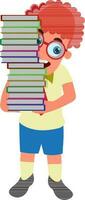 Cartoon character of boy holding books. vector