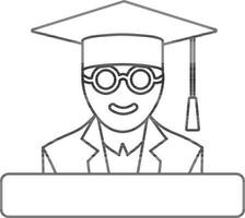 Character of graduate student giving a speech in storke style. vector