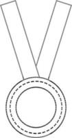 Black line art illustration of medal. vector