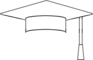 Illustration of stroke style of  graduation cap icon. vector