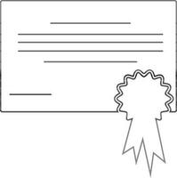 Badge decorated blank certificate award in black line art. vector