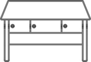 Illustration of a black line art table. vector