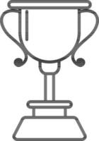 Isolated trophy cup in black line art illustration. vector