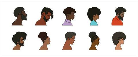 Afro Hair Illustration Vector Set