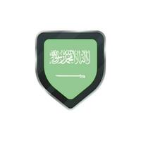 Green flag of Saudi Arabic in grey shield. vector